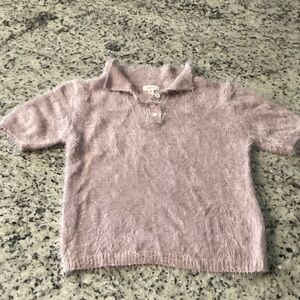debut Lilac Fuzzy Polo Sweater